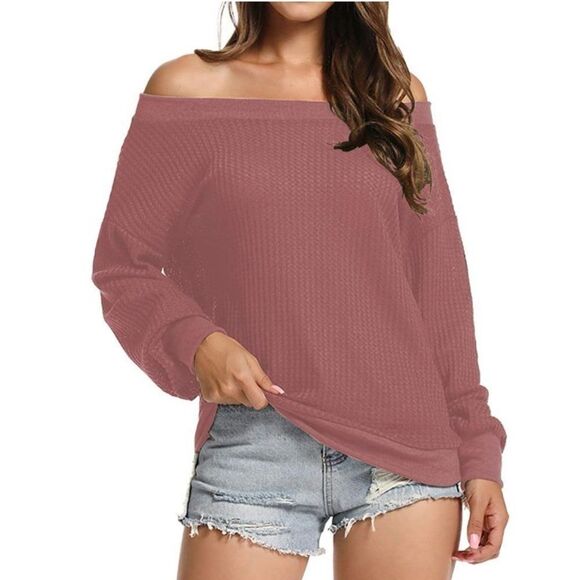 Juj Sweaters Shirts Henley Long Sleeve, Red 4 - Picture 3 of 6